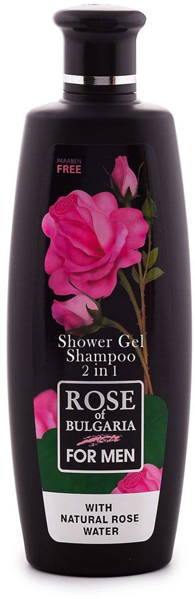 Bulgaarse rozen douche gel en shampoo voor mannen - heerlijke heren geur - zachte huid en haar 330ml