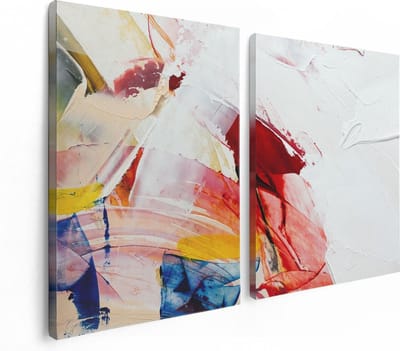 Artaza Canvas Schilderij Tweeluik Abstracte Kunst van Verf Kleuren - 120x80 - Foto Op Canvas - Canvas Print