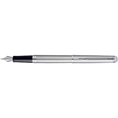 Waterman Hémisphère-vulpen | Roestvrij staal met chromen rand | Fijne penpunt | Blauwe inkt | Cadeauverpakking