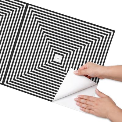 Coloray Meubel Wrap Folie - Zwart Meubelfolie - 50x100 cm - Plakfolie Meubels Vierkante illusie - Decoratiefolie Zelfklevend - Geometrische Meubelfolie - Meubelfolie Zelfklevend - Badkamer decoratie - Geometrie