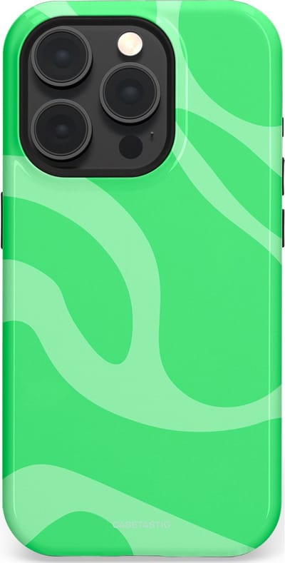 Casetastic hoesje geschikt voor Apple iPhone 15 Pro - MagSafe - Dubbellaagse bescherming - Limoen Groene Vloeiende Golven - Fashion Case - Groen