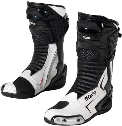 MOTOBLOUZ MotorLaarzen PIVOT Mannen|Synthetisch Zwart/Wit 47 CE-gekeurd