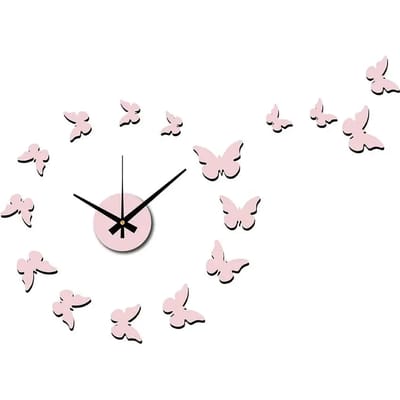 Karlsson Wandklok Diy Butterfly - Roze - Ø35cm - Wandklok Scandinavisch