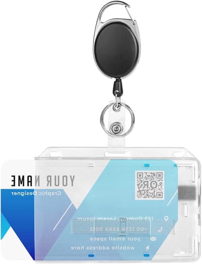Hard Plastic Badge Holders voor 2 ID Kaarten, Horizontale Badge Houder met Retractable Key Chain voor Kantoor, School en Pasjes
