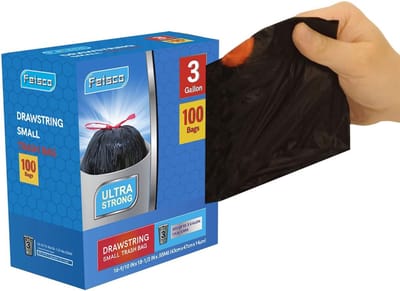 Zwarte Vuilniszakken met Trekkoord 3 Gallon (100 Stuks)