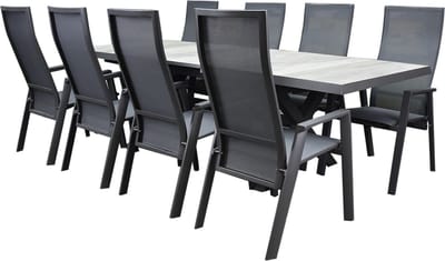 Nancy New Delhi dining tuinset uitschuifbaar 204-264x103xH74,5 cm 9 delig verstelbaar