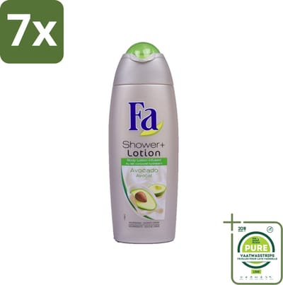 7 x Fa - Douchecrème Met Lotion - Avocado - 250 ml - Grootverpakking - Douchecrème - Avocado - Bodylotion - Hydraterende - Verzorgend