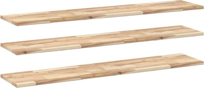 vidaXL - Wandschappen - 3 - st - zwevend - 120x30x2 - cm - onbehandeld - acaciahout