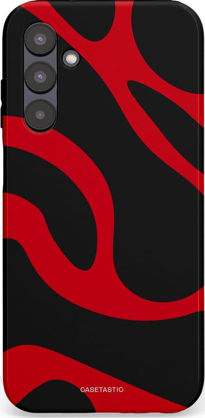 Casetastic hoesje geschikt voor Samsung Galaxy A25 - Dubbellaagse bescherming - Vurige Zwarte Lava Stroom - Fashion Case - Zwart Rood