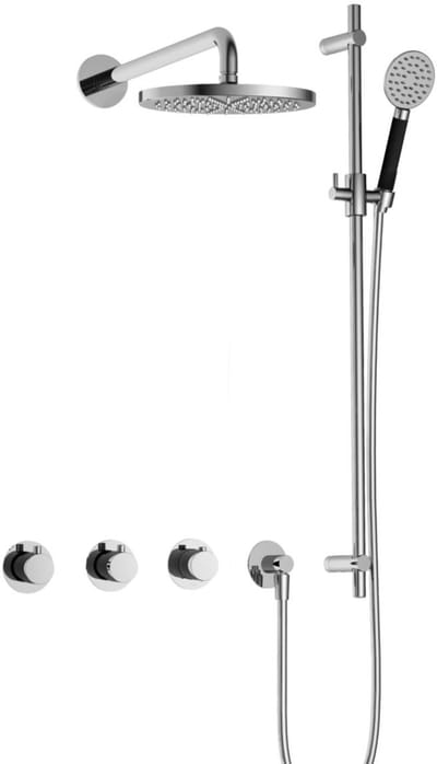 Hotbath Cobber IBS70 inbouw regendoucheset met ronde handdouche aan glijstang en 20cm ronde hoofddouche aan 40cm wandarm chroom