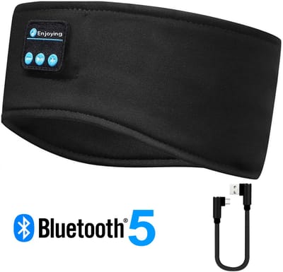 BlueTime - Slaapmasker - Hoofdband Bluetooth - Draadloze Hoofdtelefoon - Slaaphulpmiddel - Slaap masker - Slaapmasker Bluetooth - Slaapmasker Vrouwen - Hoofdband - Zweetband Hoofd - Oogmasker - Zwart