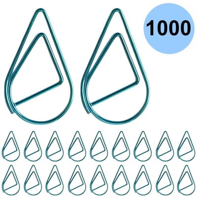Fako Bijoux - 1000x Paperclip Druppel Blauw - Druppelvormige Blauwe Paperclips - Clip Waterdrop Blauw - Sluitclip - Paperclip - Papierklem - Cadeauverpakking - Trouwen - Geboorte - 2.5cm - 1000 Stuks