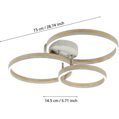 Stars of Light LED plafondlamp Cadinaro grijs/hout 73 cm dimbaar