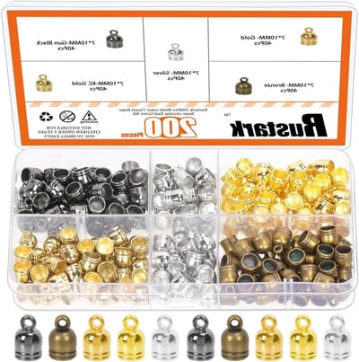 200 Stuks Semicirkelvormige Kwast Eindkappen in 5 Kleuren - Leer, Lijm en DIY Accessoires voor Armbanden en Hangers