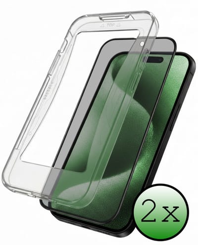 Screenprotector - 2 Stuks Geschikt voor Apple iPhone 15 Pro - Met Installatie Kit - Privacy Filter - Beschermglas - Flexibel Glas - Tempered Glass - Screen Protector