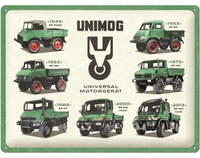 Wandbord Reliëf - Daimler Truck - Unimog Model Chart - 30 x 40 cm