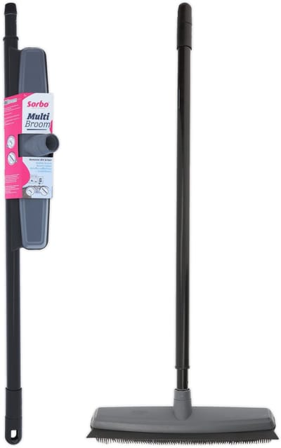 Sorbo Multi Broom – Rubberen Bezem met Steel – Met Vloertrekker – Geschikt voor Binnen en Buiten