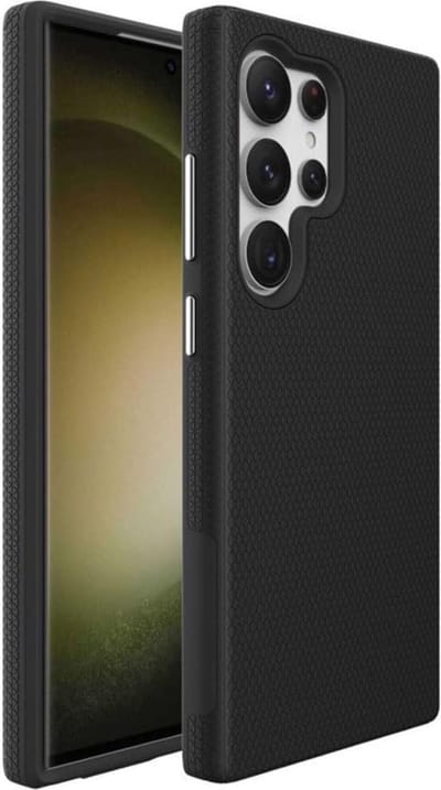 Casemania Hoesje Geschikt voor Samsung Galaxy S24 Ultra - Zwart - Anti Slip Matte Armor Back Cover