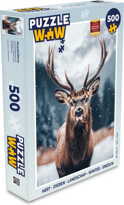 Puzzel Hert - Dieren - Landschap - Winter - Sneeuw - Legpuzzel - Puzzel 500 stukjes