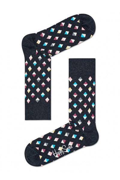 Happy Socks Mini Diamond Sokken - Zwart/Multi - Maat 41-46