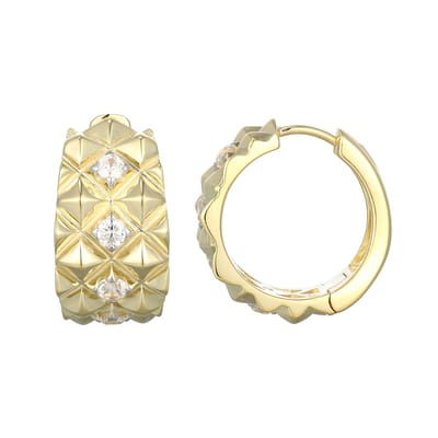 Cavill - Moderne Zilveren Oorbellen - 925 Sterling Zilver Verguld - Nigeriaanse Zirkonia Rond 0,513 Ct - Pavé Zetting, Lichtgewicht & Elegant