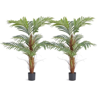 VEVOR 2x Areca Catechu Kunstmatige 800x800x1219mm Kunstplant PE Kunstplanten Plastic Planten in Pot Betelnootpalm Geurloos Waterdicht Ideaal voor Slaapkamer Studeerkamer Woonkamer
