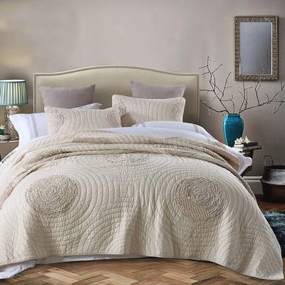 Gewatteerde Bedsprei - Dekbedovertrek - Slaapkamer Decoratie - 100% Katoen - 240x260cm - Beige