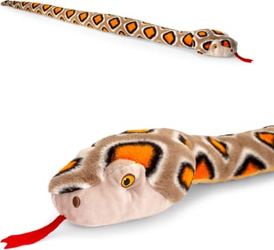 Keel Toys slang knuffel - pluche - bruin - 100 cm - dier - cadeau Knuffelbeest - reptiel - speelgoed