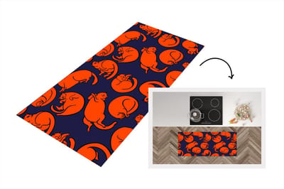 Keukenloper - Loper keuken - Slapen - Kat - Patronen - 120x50 cm - Keukenloper vinyl