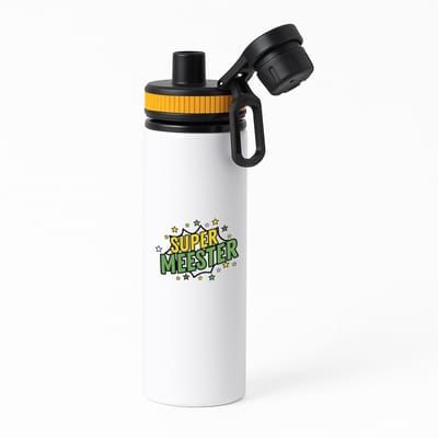 Hacebo® - Super meester waterfles met draaidop oranje - Meester - een meester - school - verjaardagscadeau - afscheidscadeau - kado - gift - water fles - 850ML