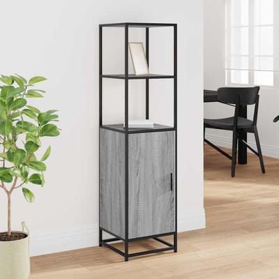 vidaXL - Hoge - kast - 35,5x35x139 - cm - bewerkt - hout - en - metaal - grijs - sonoma