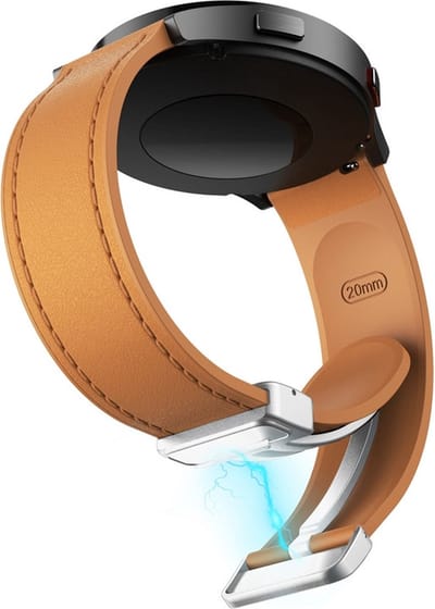Hybride siliconen-leren bandje - geschikt voor Garmin Venu (2 Plus) / Venu SQ (2) / Vivomove (Style - Sport) / Vivoactive 3 / 5 / 6 / Forerunner 55 / 165 / 245 / 645 / 570 - 42mm - lichtbruin