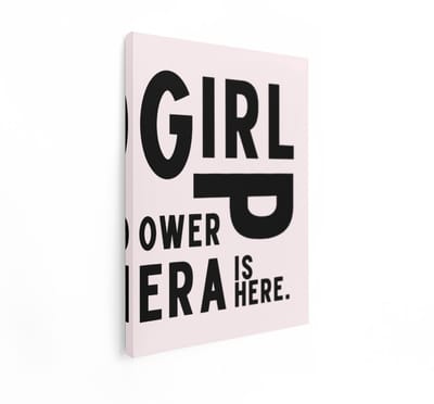 Artaza Canvas Schilderij Schilderij Met Tekst - 30x40 cm - Wanddecoratie Roze - Muurdecoratie Girl Power - Decoratie Typografie - Kamer Accessoires