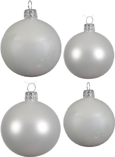 Compleet glazen kerstballen pakket winter wit glans/mat 38x stuks - 18x 4 cm en 20x 6 cm