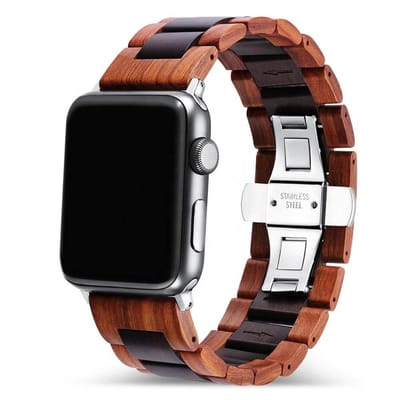 Apple Watch-bandje - walnotenhout en staal 38-41 mm