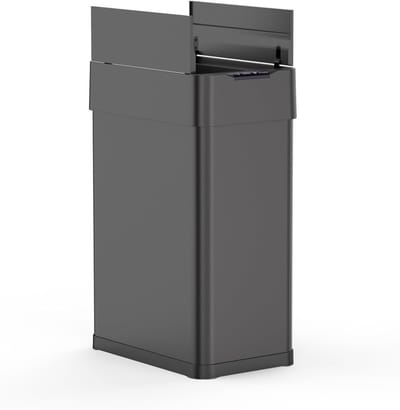 Icoolio sensor prullenbak RVS zwart 50 liter- vuilnisbak - Vlinder opening