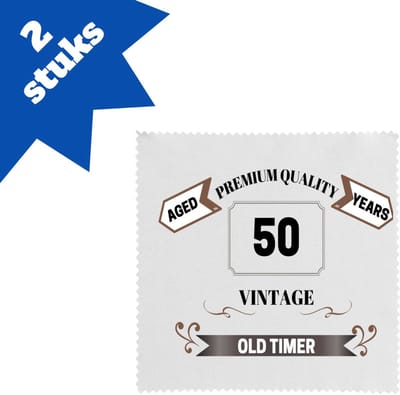 Akyol - 50 vintage old timer brillendoekjes - 49+1 - mensen die 50 zijn geworden - 50 jaar sarah en abraham cadeau - jubileum man en vrouw - verjaardags- grappige tekst - jarig - verjaardag - 17,8 bij 17,8 cm - 2 stuks