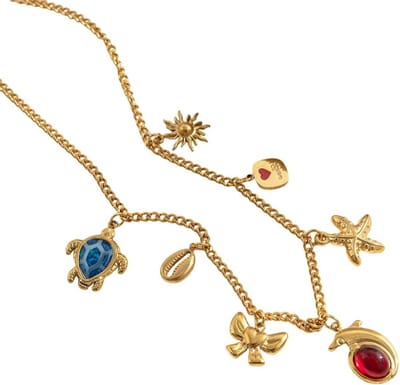 Zee-elementen ketting met schelp en dolfijn, gouden roestvrijstalen halsketting voor vrouwen en meisjes, perfect cadeau voor liefhebbers van de oceaan