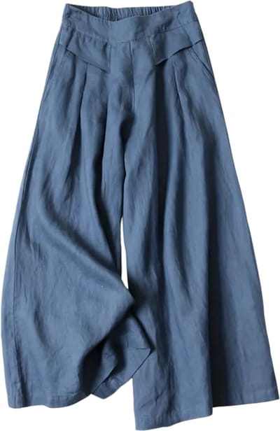 Livano Linnen Broek Dames - Zomerbroek - Volwassenen - Lange Broek - Pantalon - Strandbroek - Zomer - Ibiza Stijl - Blauw - Maat XS