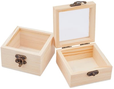Allecto - Houten Doos - Geschenkdoos Sieraden - Kleine Houten Doos met Glazen Deksel - PapayaWhip - Decoratie en Opslag - Geschikt voor Bruiloft e