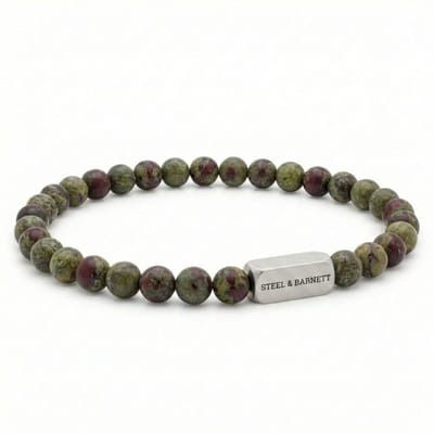 STEEL & BARNETT - Kralenarmband Heren - Natural Ned - Drakenbloed Jaspis - Maat L