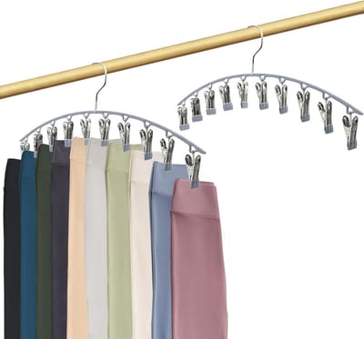 Ruimtebesparende Legging Organizer met 10 Clips - Multifunctionele Kledinghangers voor Broeken en Accessoires - 2 Stuks