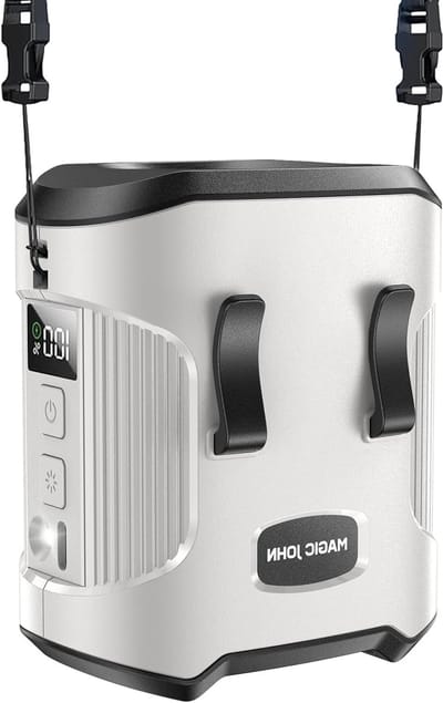 Draagbare Hangende Heupventilator met 3 Snelheden en Oplaadbare 4000mAh Batterij voor Kamperen en Buitenactiviteiten - Grijs