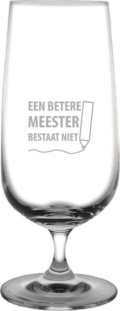 Gegraveerde bierglas op voet 41cl een betere meester bestaat niet