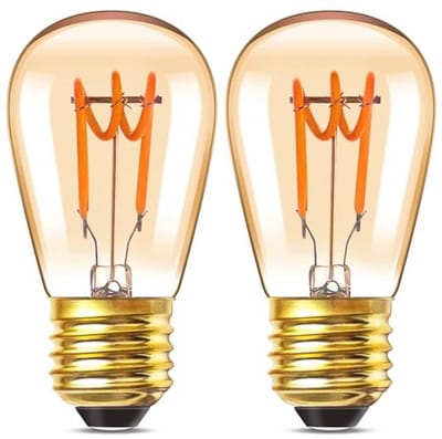 E27 Edison Schraamlamp LED, 3W Vervangende Filament LED Lamp voor S14 ST45, Warm Wit 2200K, Amber Glas, Equivalent van 20W, 2-Pack
