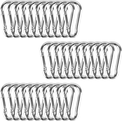 SnelShoppen - 30 Pcs Kleine Carabiner Haken RVS 4 x 40 mm Sleutelhanger, Aluminium Karabiners voor Vissen, Hiking, Rugzakken - Zilver