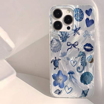 Telefoonhoesje voor iPhone 13 12 11 16 15 14 Pro Max 16E XS X XR 7 8 Plus SE2 Schattig Roze Hart Zeester Koraal Kwal Patroon Hoes For iPhone 13