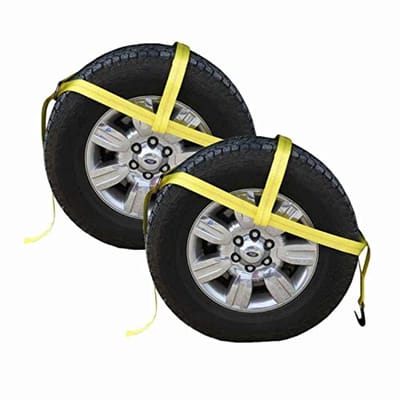 Verstelbare Sleepband voor Auto Dolly - Gele Riem met Platte Haak en 6,5 cm Bovenste Riem - Geschikt voor 3,5 kg Werkbelasting - Set van 2 Stuks