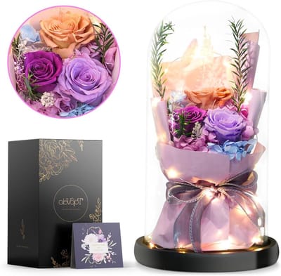 Geconserveerd bloemenboeket - Eeuwige rozen - Cadeau geven - Extra groot formaat - 67 x 122 inch - Paars