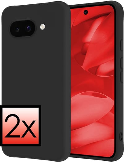 Hoesje - 2 Stuks - Geschikt voor Google Pixel 9a - Sterk & Shockproof - Case Siliconen - Back Cover - Telefoon Hoes - Zwart